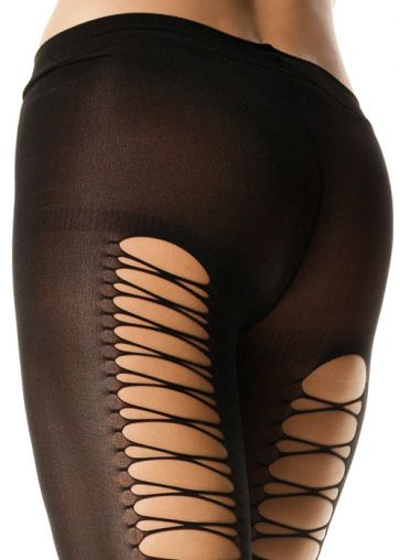 Blickdichte Lycra Strumpfhose mit erotischer Verschnrung hinten thumb 3